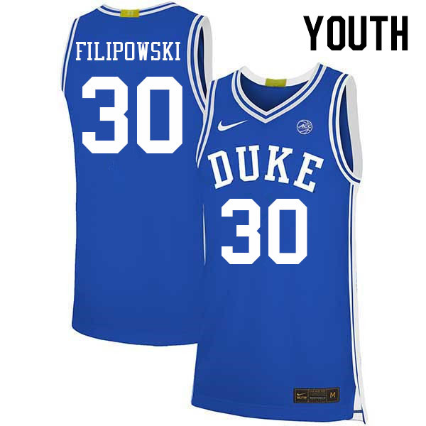 Youth #30 Kyle Filipowski Duke Blue Devils 2022-23 College Stitched Basketball Jerseys Sale-Blue - Click Image to Close